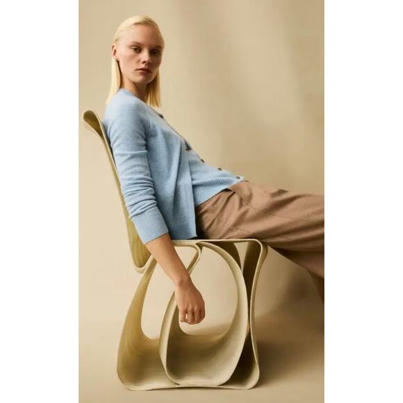 ME+EM Blue Layered Cashmere Twinset Sweater - Picture 4 of 14